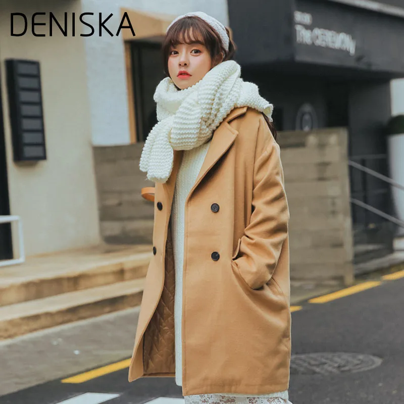 Дениска 2018 Новинка весны большой лацкане пиджака толстые шерстяные ветровка Для