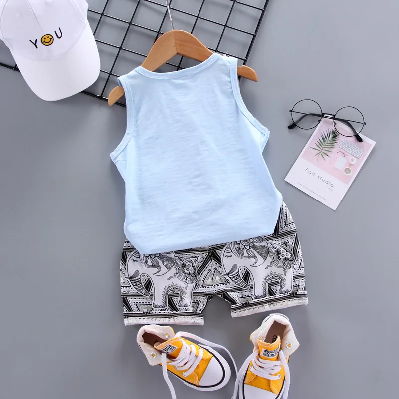 Летняя одежда для маленьких мальчиков и девочек жилет с имитацией галстука шорты