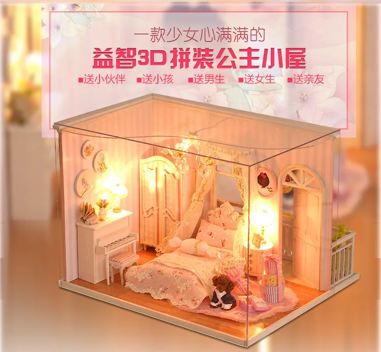 CF02 Miniatura спальня деревянный кукольный дом Мебель кукольная Миниатюра Интимные аксессуары игрушка-головоломка модель Наборы подарок Pink Memories