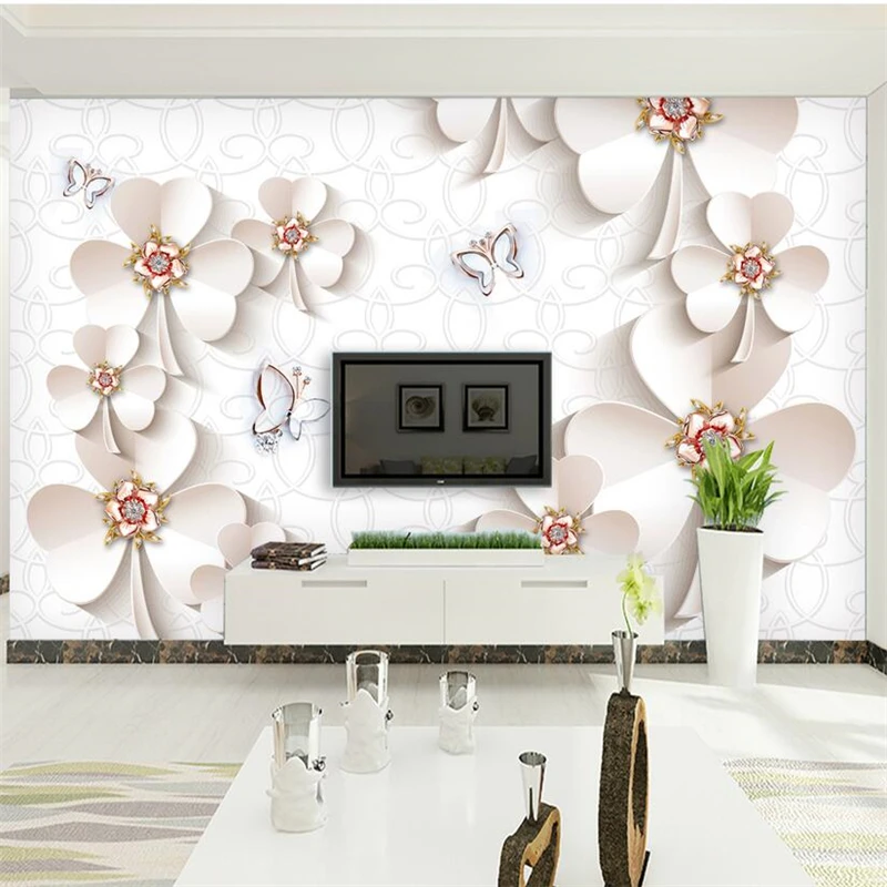 Пользовательские фотообои 3d обои роскошные золотые украшения цветок Клевер