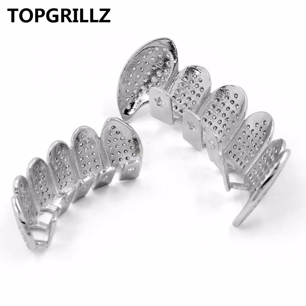 TOPGRILLZ новый набор для гриля с посеребренным покрытием фианитами и микрозакрепкой