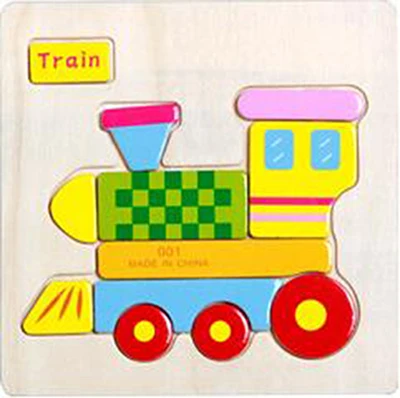 train Монтессори метод животных деревянные головоломки мультфильм Tangram животные детские игрушки ребенок раннего образования игрушки головоломки доска - Цвет: train