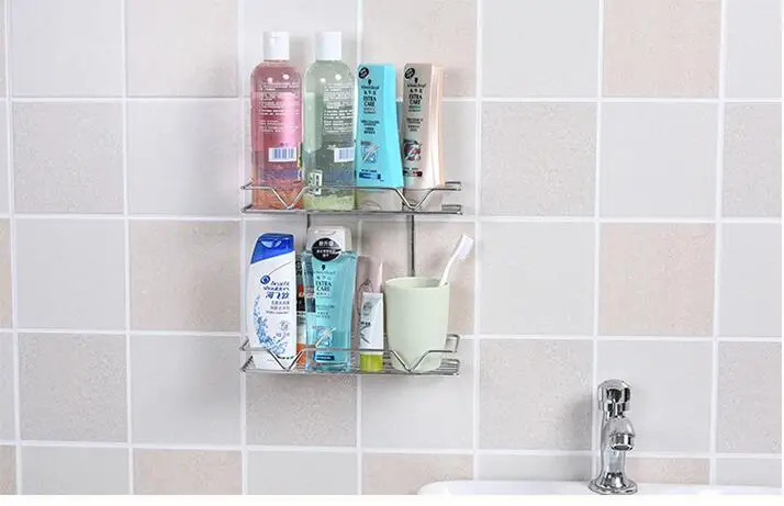 1PC Steel Two Layer Storage Basket Bathroom Products Luxury Cosmetic Shelf Holder Accessories OK 0722 | Дом и сад