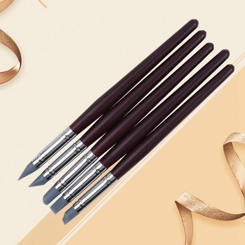 5 шт Силиконовые Nail Art Pen Кисть для нанесения рисунка полые глиняная скульптура кисти для УФ-геля формирования глины расставить польский DIY Набор инструментов