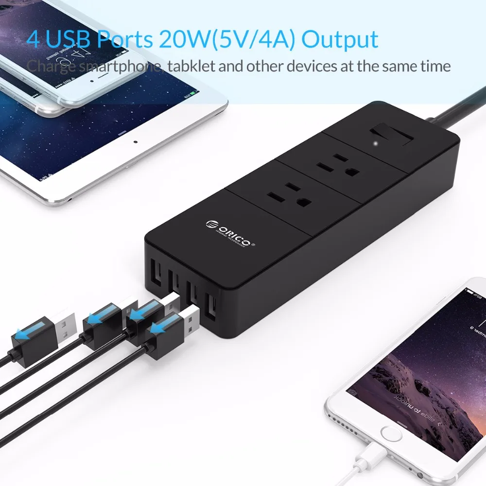 ORICO 4 USB защита от перенапряжения разъем питания для смартфона Интеллектуальное