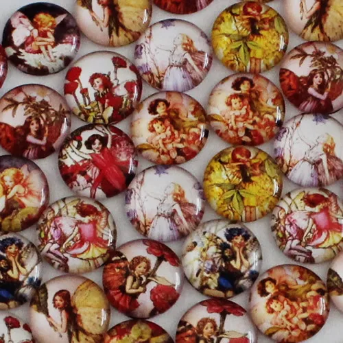 14 мм смешанный стиль Бабочка девушка круглый стеклянный кабошон купол ювелирных