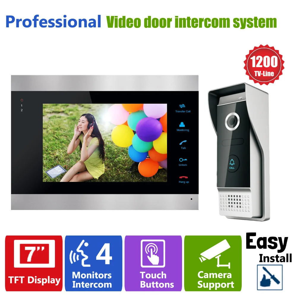 Homefong 1200TVL HD видеодомофон домофон с дверной звонок с записью данных камера широкий угол обнаружения движения ночное видение