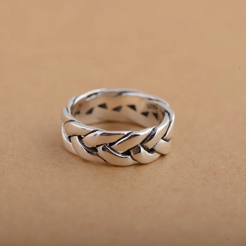 Кольцо FNJ из стерлингового серебра 925 пробы в виде веревки кольца тайского S925 для