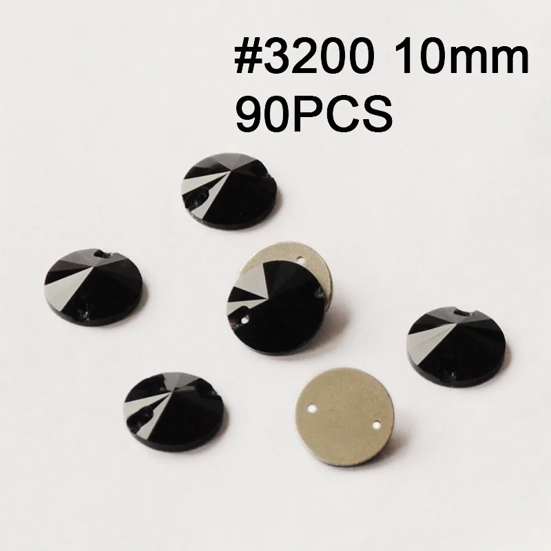 Rivoli 10mm 90pcs K9 кристалл зеркало стразы смешанной формы черный реактивный стекло плоская задняя Пришивные коготь стразы, diy аксессуары для одежды - Цвет: Rivoli 10mm 90pcs