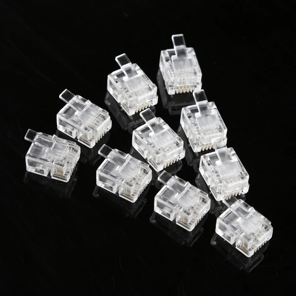 Новый 100X 4 Pin RJ11 RJ 11 6P4C Модульный Телефонный чехол для телефона с украшением в виде