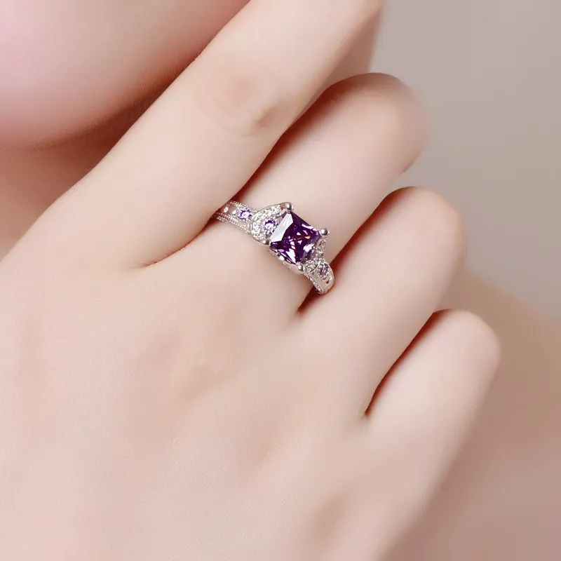 Hainon модное свадебное кольцо для невесты с фиолетовым и белым кубическим