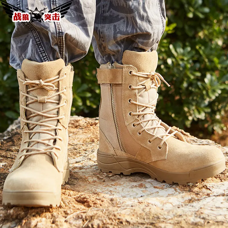 Men's assault high-top hiking boots summer hiking combat men's outdoor tactical breathable desert military waterproof shoes