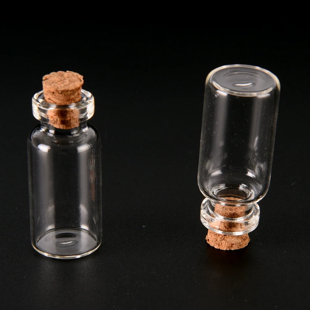 Маленькие пустые прозрачные пробковые стеклянные бутылки желаний флаконы для