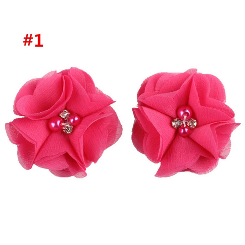 2 предмета Милые шифоновые мини цветы для девочек с жемчужинами и стразами