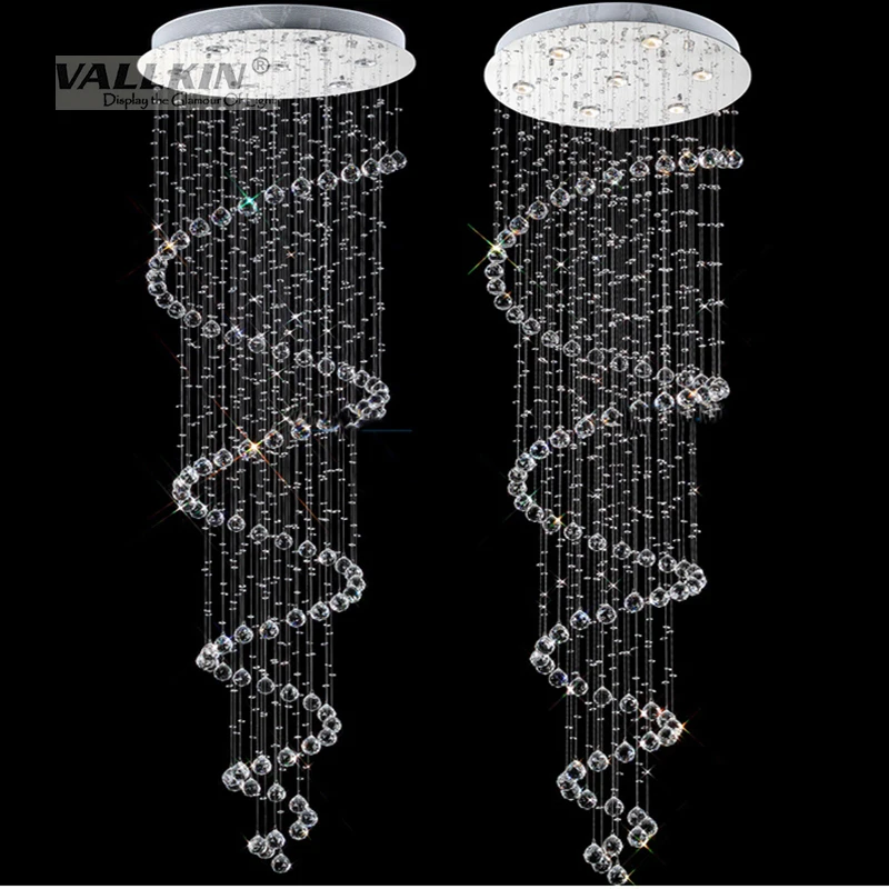 値段 現代 K9 LED スパイラルリビングルームクリスタルシャンデリア照明器具階段階段寝室ホテルホールシャンデリア VALLKIN