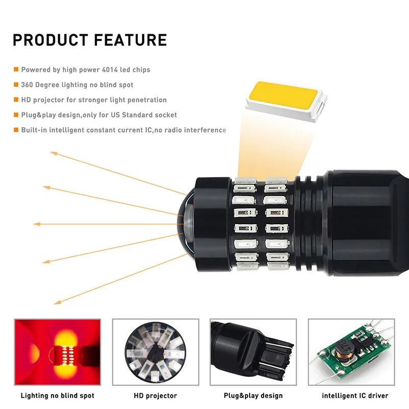 AUXITO 2 шт. T20 W21W LED W21/5 W WY21W 7440 7443 Светодиодные лампы T25 3157 3156 автомобильный тормоз