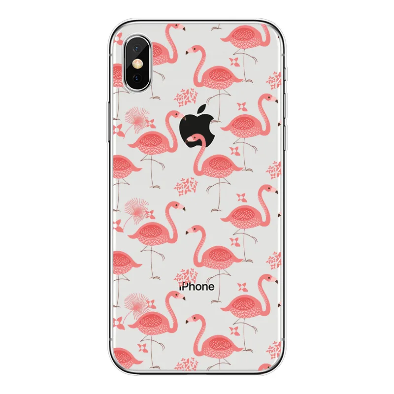 Новый мягкий силиконовый чехол для iphone 5S 5 6 6s 7 8 Plus Zebra Фламинго цветочный узор