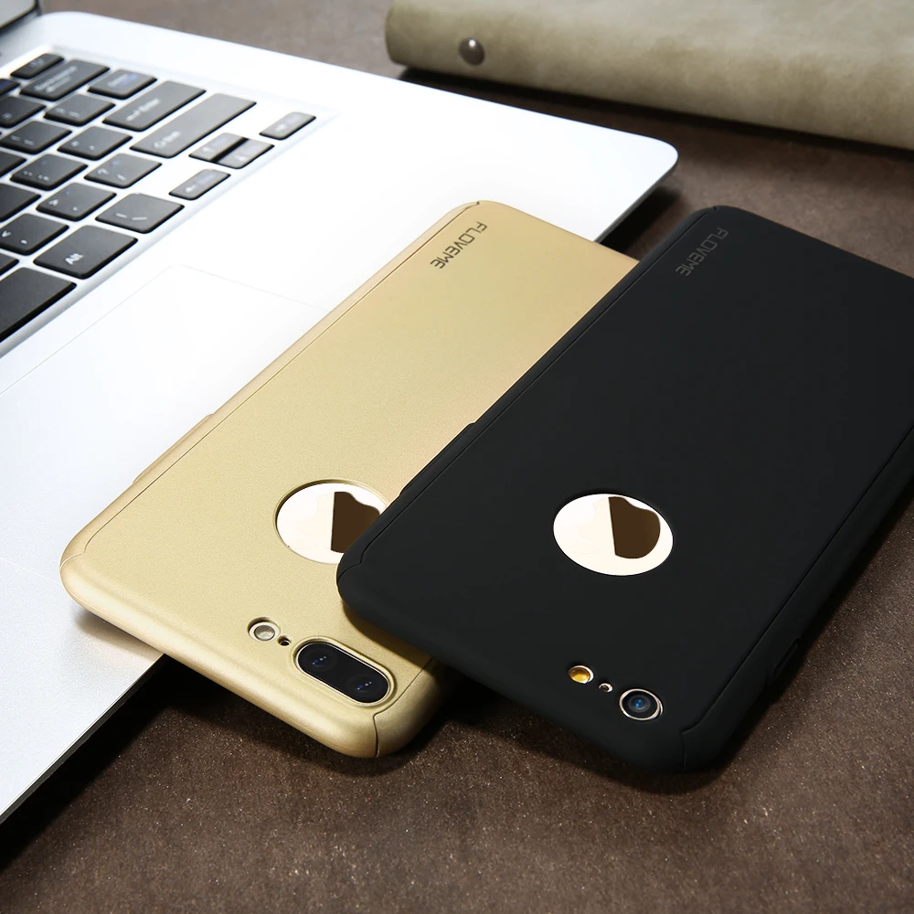 FLOVEME 360 Full Protective Case For iPhone X 8 7 Plus 6 6S Tempered Glass Cases 5 5S SE Phone Back Cover |