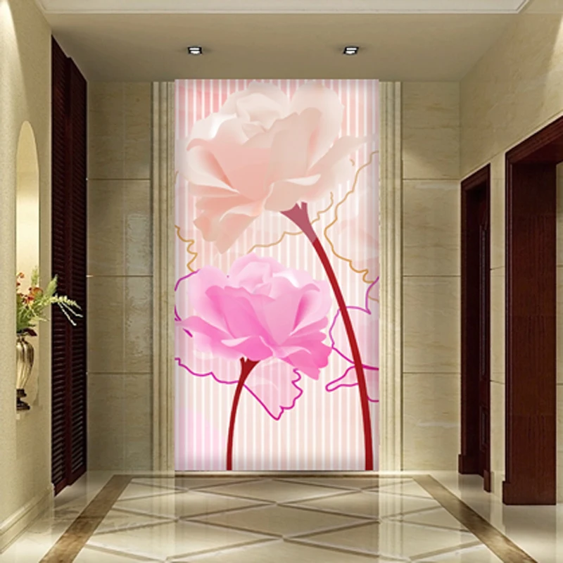 Оптовая продажа виниловые моющиеся настенные 3d обои с розами фото Настенные для