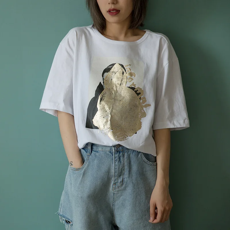 Футболка женская летняя с коротким рукавом и принтом|Футболки| |