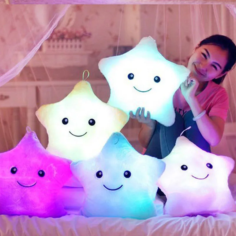 Kawaii красочные игрушки в форме звезды светящийся светодиодный светильник подушка