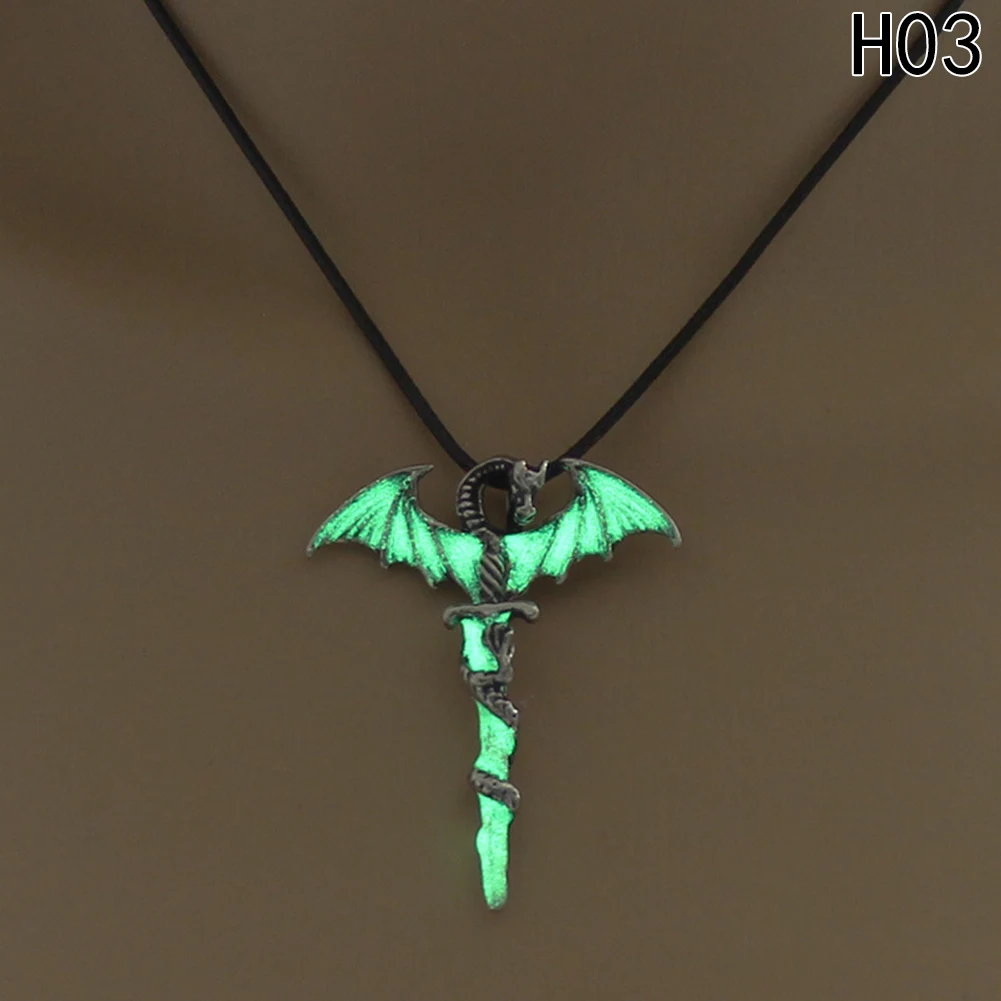 Дракон крест панк светящийся дракон подвески и ожерелья светится в темноте цепь