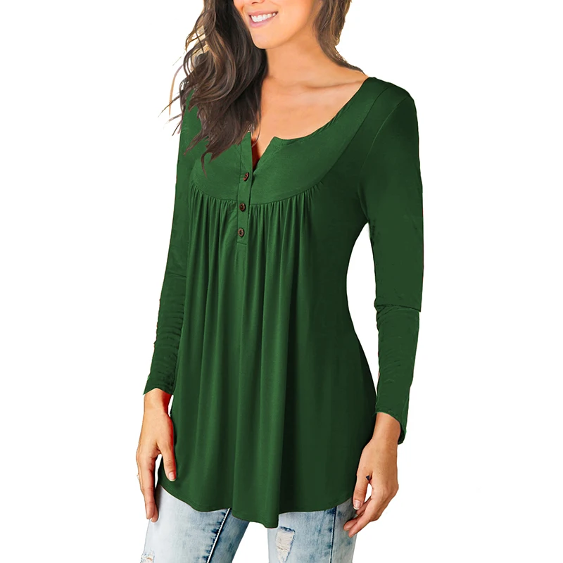 

Tees 6 Solid Color Swing Ruffle T Shirt Woman Casual elegant cotton v-neck Summer Top Korean Button T-shirt S-XXL size
