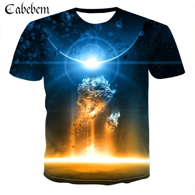 Хит 2019 Мужская футболка модная Wo мужская повседневная одежда 3D Радужный взрыв