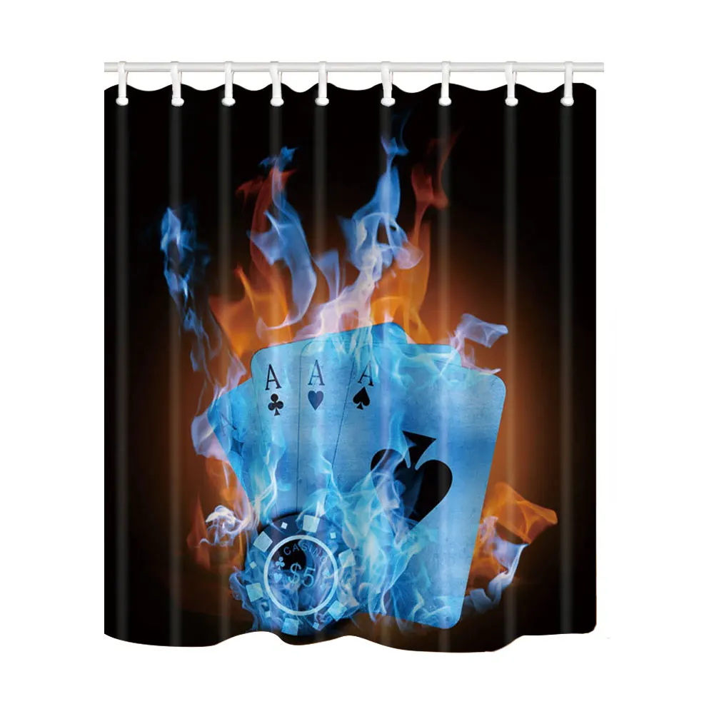 Play Poker Comic Shower Curtains High Quality Bath Screen Home Decor Polyester Fabric Washable Waterproof Mildewproof with Hooks | Дом и сад