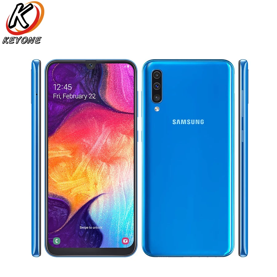 Мобильный телефон samsung Galaxy A50 A505GN-DS, 4G, 6,4 дюймов, 6 ГБ ОЗУ, 128 Гб ПЗУ, Восьмиядерный процессор Exynos 9610, три камеры заднего вида, Android