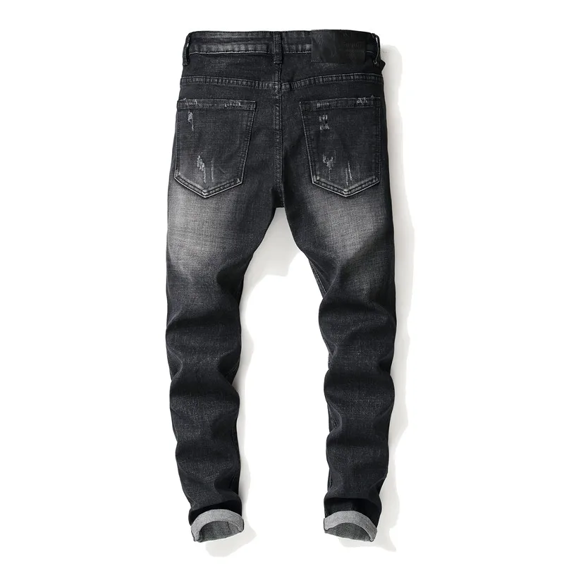 Мужские джинсы стрит-стайл в европейском и американском стиле черные хип-хоп