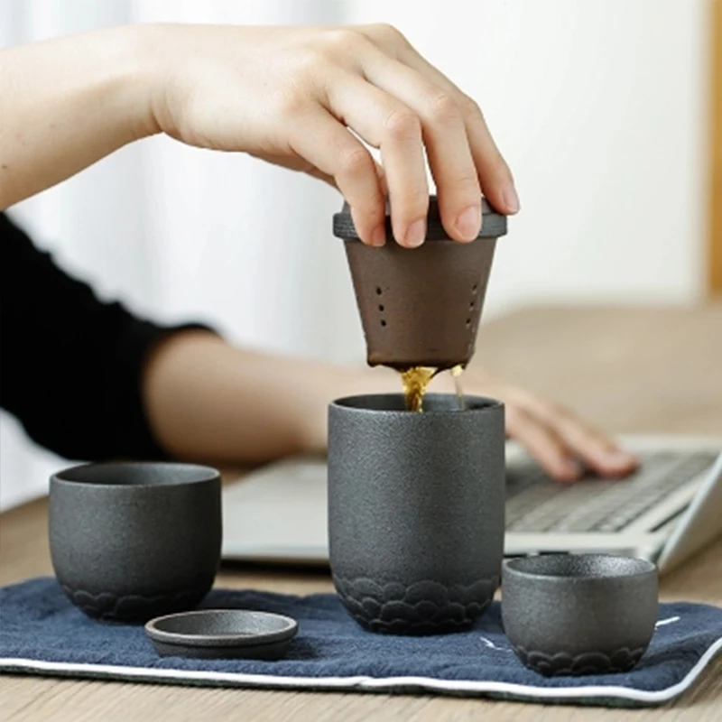 Японский чайник керамическая чашка кофейник набор портативный для путешествий