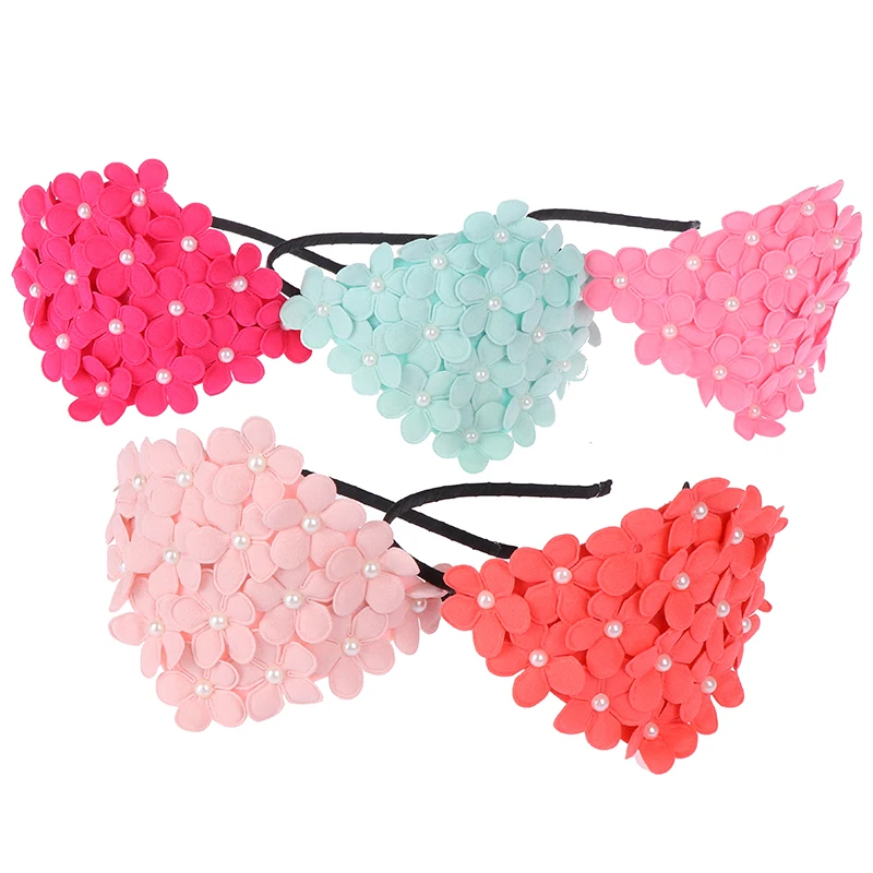 1PCS Beauty Flowers Hair Hoop Princess Dress Match Bows Pearl Flower For Decoration Hairband Baby Girls Band Headwear | Детская одежда