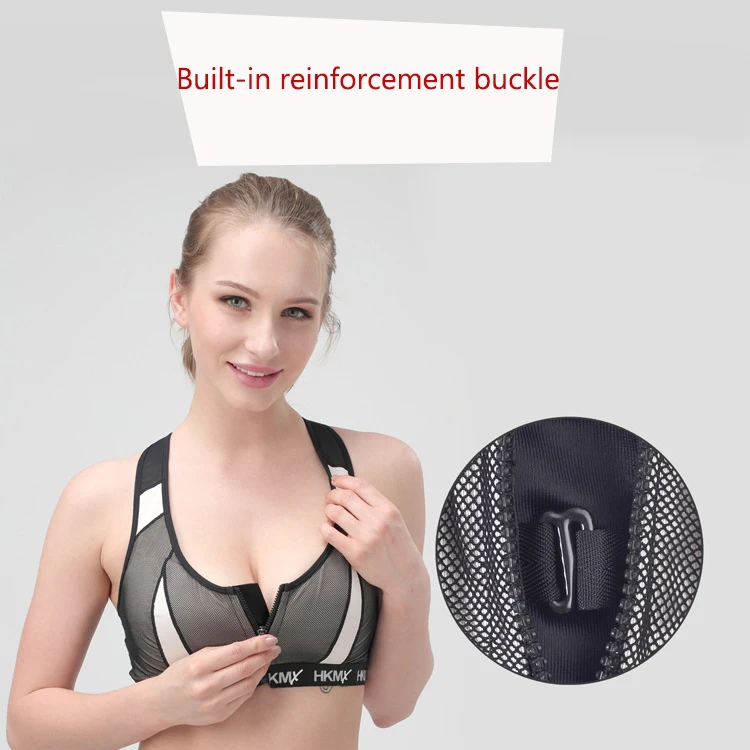 Women's sports bra fashion underwear zipper front buckle underwear ultra-thin XL shockproof and quick-drying ladies underwear