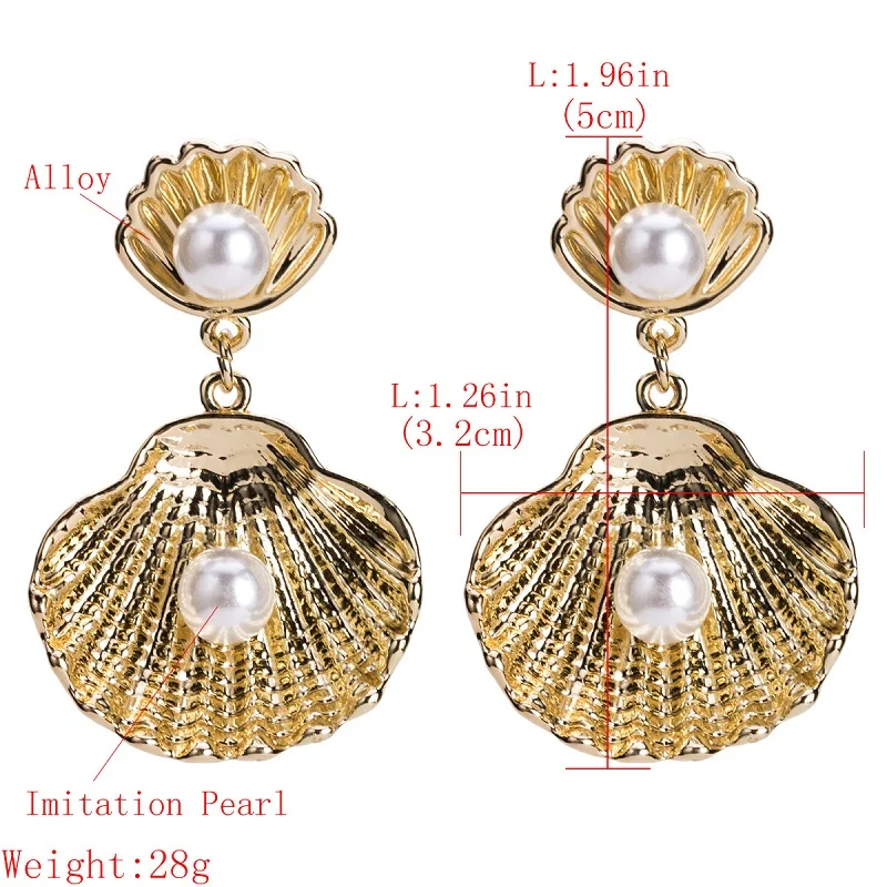 Женские серьги подвески в форме ракушки Find Me винтажные с имитацией жемчуга