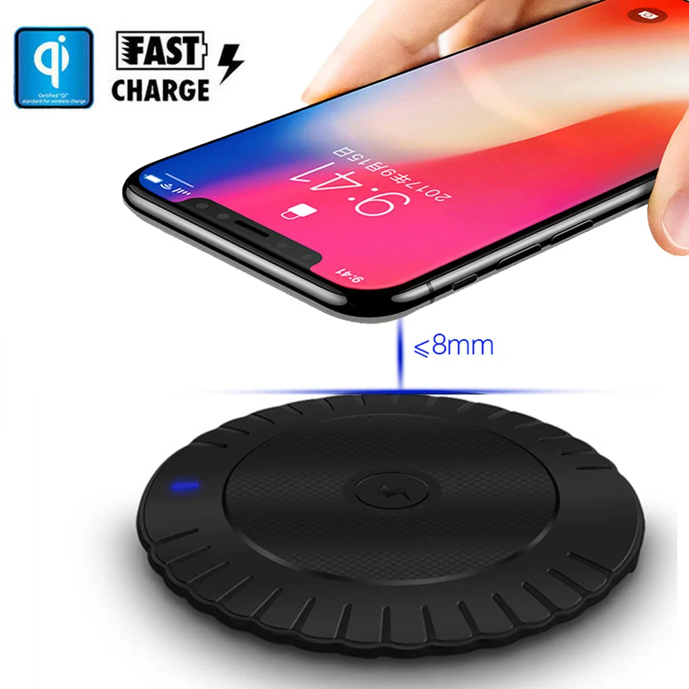 Для iPhone X 8 Plus 5 Вт Быстрое беспроводное зарядное устройство беспроводной зарядный коврик для samsung S9 S8 S10 huawei P30 Pro mate 20 RS