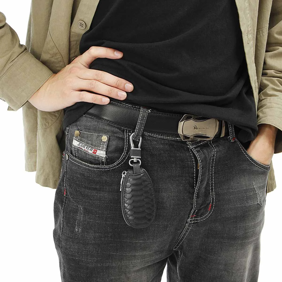 

Men Key Holder Housekeeper Leather Car Key Wallets Keys Organizer Women Keychain Covers Zipper Key Case Bag Unisex Pouch Purse