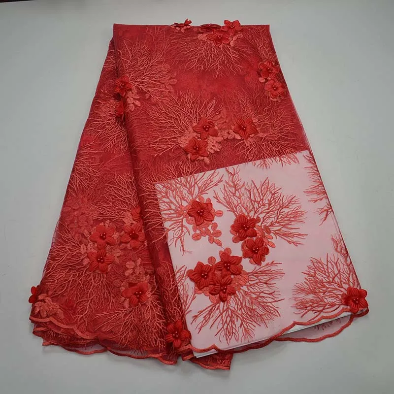 3d Цветы из ткани Вышитые Тюль с бисером в африканском стиле кружевная ткань 2017