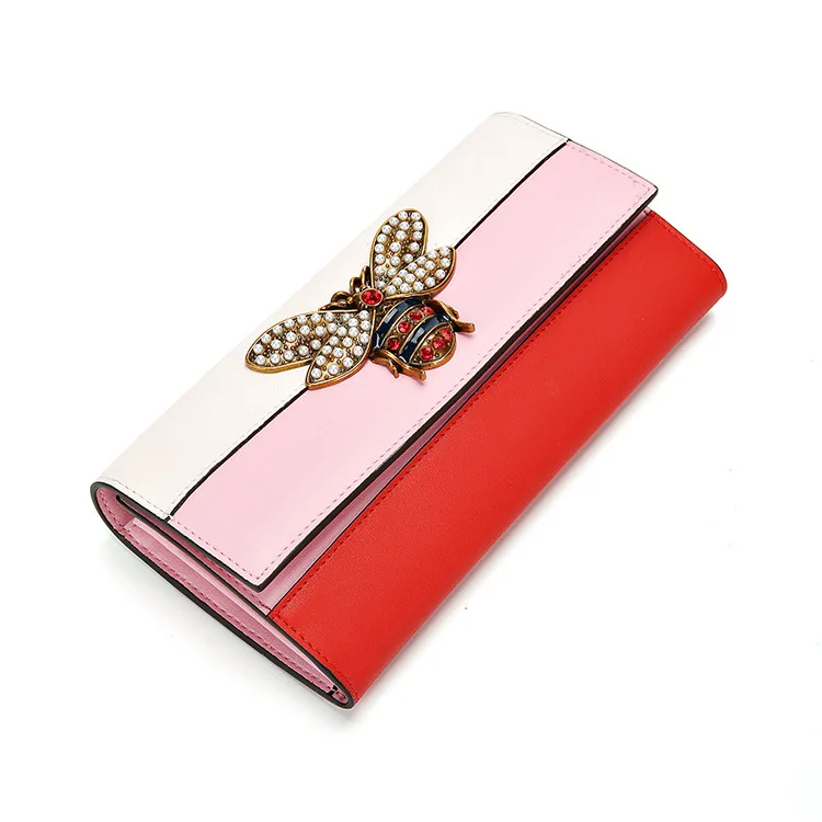 2019 Fashion Ladies Wallets Genuine Leather BEE Purses Women Clutch Patchwork Wallet Card Holder Cell Phone Pocket Pur | Багаж и сумки