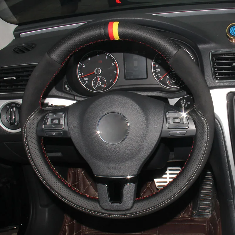 Ручной швейный чехол рулевого колеса автомобиля замша кожа Volant для Volkswagen VW Gol Tiguan