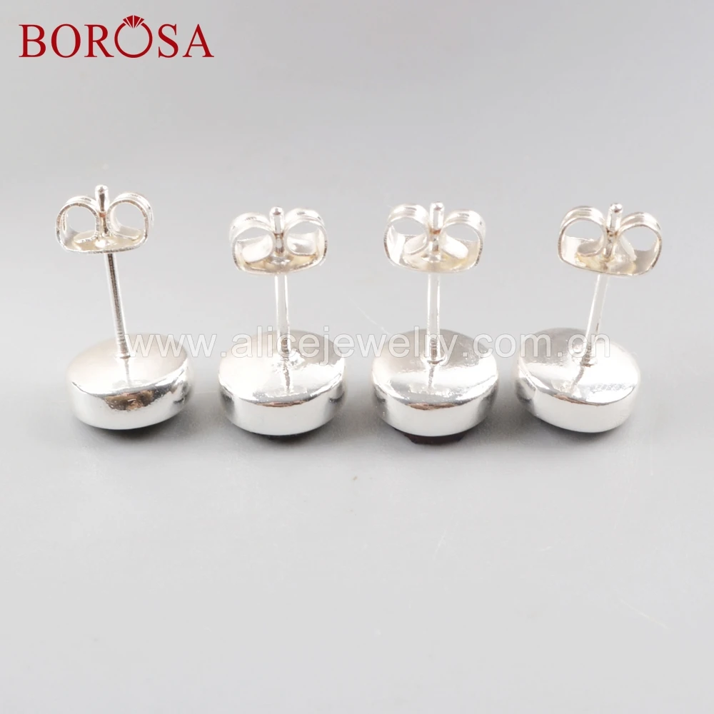 BOROSA 5 пар Новинка 9 мм Круглые Серьги серебряного цвета цвет титан Радужная Друза s