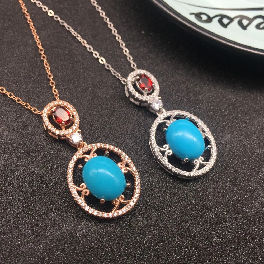

KJJEAXCMY boutique jewels 925 silver inlaid with natural green pine female pendant and necklace
