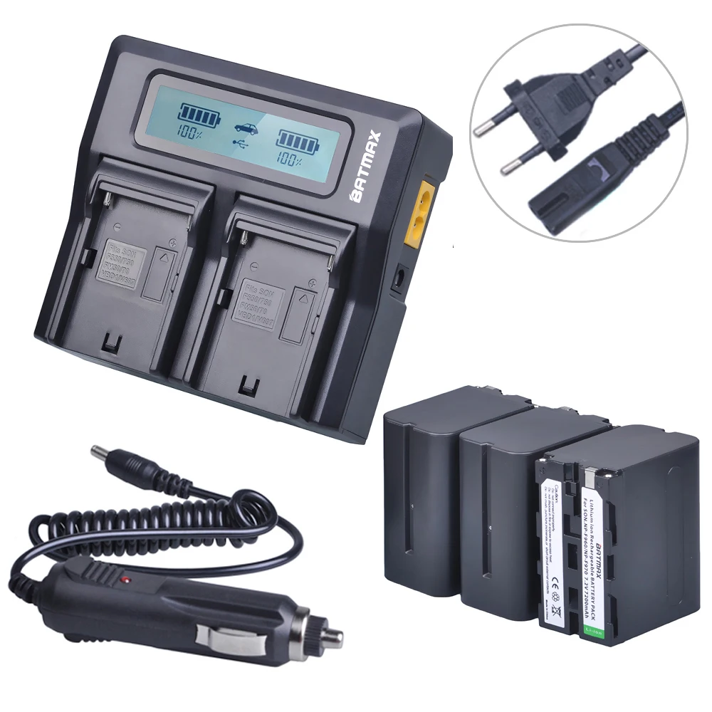 Batmax 3 шт. NPF960 NPF970 NP F960 F970 аккумулятор с ЖК дисплеем быстрое двойное зарядное