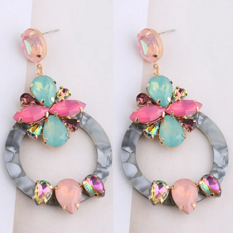 Висячие серьги NeeFu WoFu из смолы брендовые большие с кристаллами длинные