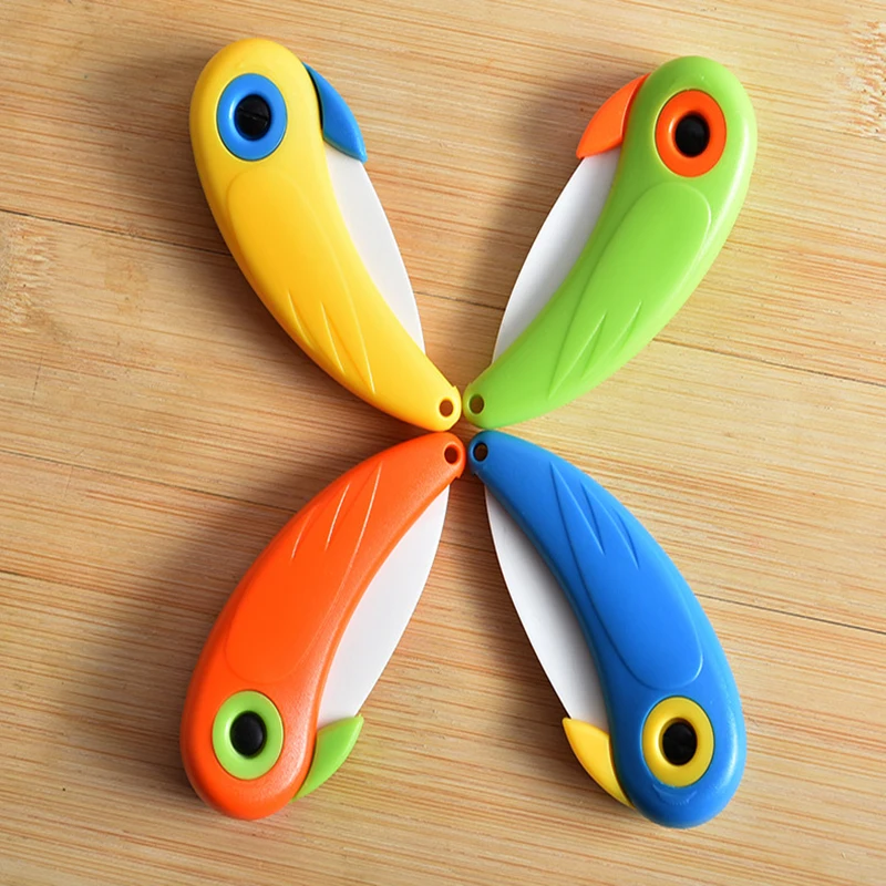 Qookiee Mini Bird Ceramic Knife Pocket Folding Fruit Paring With Colourful ABS Handle Knives Kitchen Accessories | Дом и сад