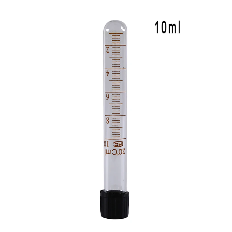 1pc 5ml/10ml/15ml/20ml Graduated Glass Test Tubes With Black Screw Cap Lab Supplies |