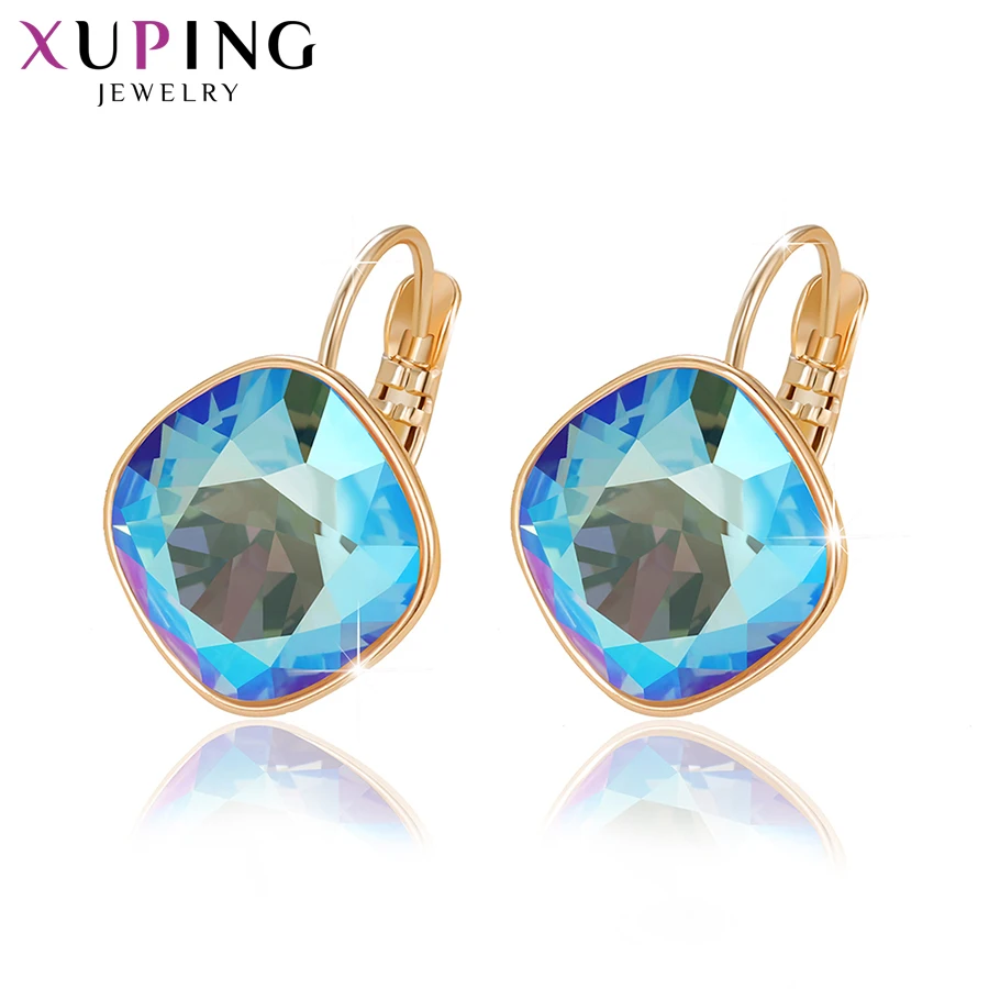 Xuping романтические серьги-кольца с кристаллами Swarovski золотого цвета, изысканные вечерние ювелирные изделия, подарок для женщин и девочек M76/M77/M78-20371