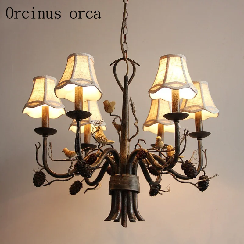 Американская страна Ретро железная зернистая Люстра для гостиной столовой