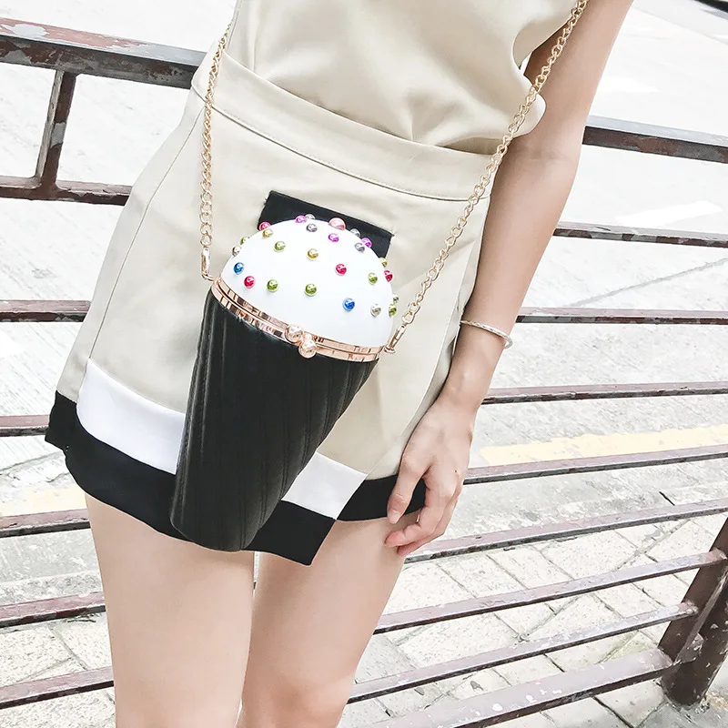 Persenality Дизайн милые кекс мороженое Форма Crossbody сумки мультфильм Мода Сеть PU