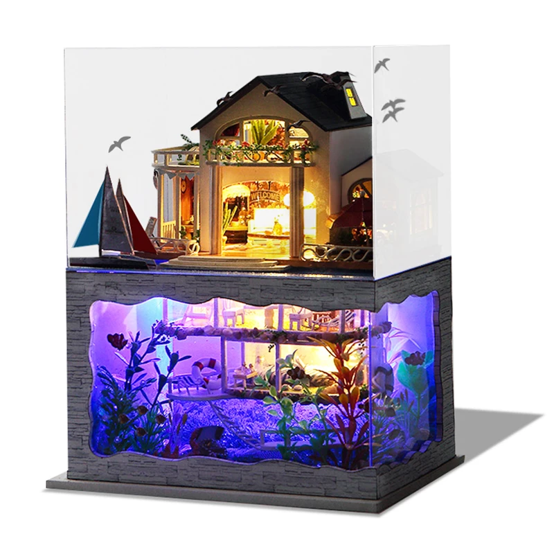 Новая мебель DIY Кукольный дом Wodden Miniatura кукольные домики набор мебели DIY головоломка Сборка Кукольный домик игрушки для рождественского подарка